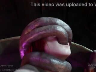 Triss being roughly screwed in her washroom by tentacles