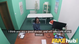 Fake Hospital Swallowing doctors hot cum helps soothe babes throat