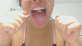 tongue scratching & gagging