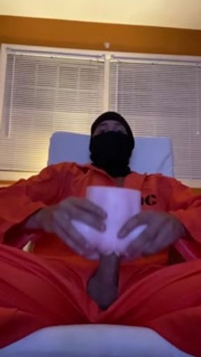 Convict escapes from prison to fuck a fleshlight fake pussy and cum like an animal with moans