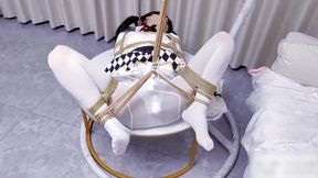 ADM109-The suspended, spread-leg restraints caused a vibrating climax.