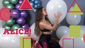 Alice Remove her lipstick With balloons