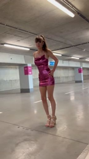 Hot pink mini dress no panties