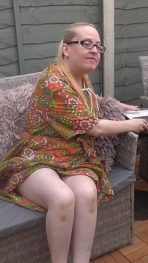 Playing with Vibrator in Summer Dress