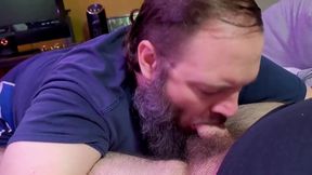 Rusty Piper slobbers all over Don Keydick's fat hung cock deepthroat blowjob closeup