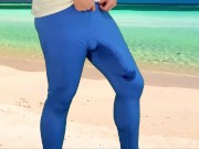 Monster cock hands free cumshot on the beach