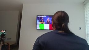 Latina amateur couple real homemade - colombian girlfriend watching soccer POV big ass multiple cum