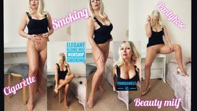 Elegant blonde milf, worship smoking MOV