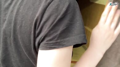 Teen glasses girl deepthroats me in public cum on my face