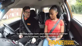 Hot Driving School ebony learner with big tits