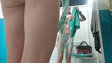 ALL REAL!! real fitting room! spy behind the curtain