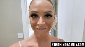I touch stepmom's breasts while Bobby pleases me