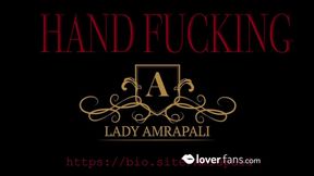 . HAND FUCKING  Total lenghts 5:23 minutes Handjob - Cloves - Black Latexclove - Abmelken - Edging - Join- Wichsen - Slave - Sklave - BDSM - CumControl  LADY AMRAPALI Herrin Mistress Domina