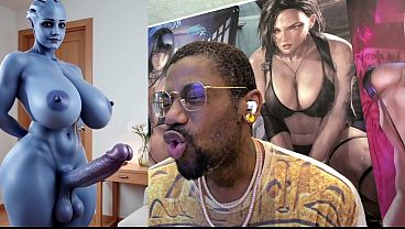 Transgender Liara T'_soni Has The Perfect Smooth Ass Thicc Purple Girl Cock, AI Generated