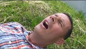 Hot blonde babe gets fucked outdoors