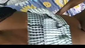Young black girl with pointed breasts gets a massage by a stranger who