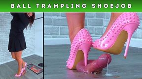 Cum Under My Pink Spikey Heels As I Puncture Your Balls (258) - Spl Cam 3 - Cock Trample Trampling CBT Shoejob Footjob Castration Crush Shoe Heel