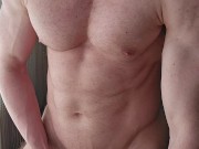 6'7" 250lb muscle hunk stroking his big cock