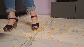 wife accidental asmr trample food in kitchen