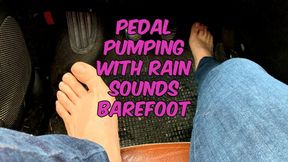 compilation of two pedal pumping videos made in the rain barefoot
