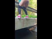 Pee from a small bridge