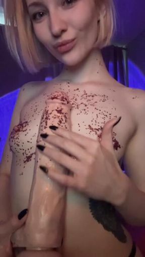 Sparkle cock between my boobs
