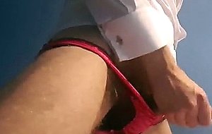 Buttplugged sissy spanking herself and cumming