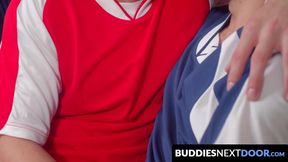 BuddiesNextDoor.com - Four hunky gays enjoy a hardcore bareback foursome