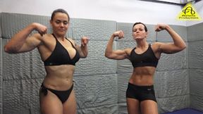 Dolly vs Kim sweatyfight in blak bikini