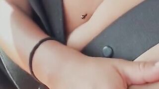 Slutty women plays with her cunt while her neighbors is driving