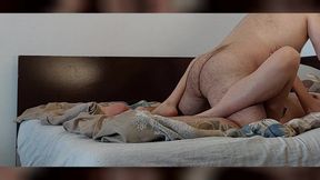 Handsome husband cums on wife's ass in crazy amateur sex