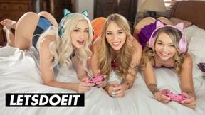 Horny Gamer Girls' Threesome Delight