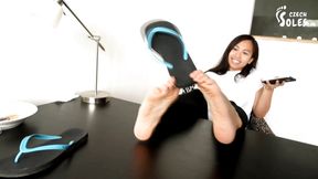 Playful and cute Asian bare feet