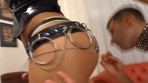 Dominant Brunette MILF Fingers and Ravishes Collared Stud