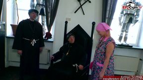Dirty priest fucks the mature cleaning lady in the church