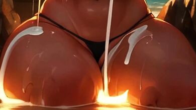 Lactating Lesbians Gush Milk At The Beach