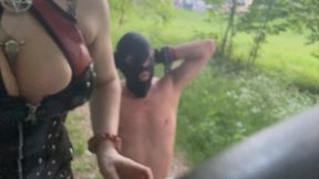 Spitting in face smoking and anal fucking outdoor nature femdom