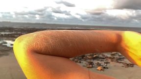 The sun kissing my golden fur | Slow motion at the beach