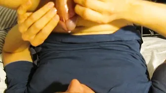 Twink slowly milks a massive ten-day cum load