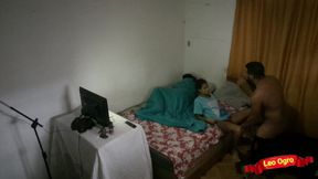 I entered the room, my stepdaughter was watching the Flamengo game and I had sex with her next to my wife