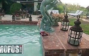 Stunning brunette karla kush rides a thick dick in pov inside her outdoors pool - mofos