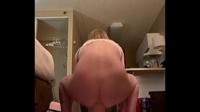 trying to ride on a huge cock