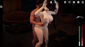 Sexy Aunt Tong bathed and fucked in 3D cartoon
