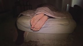 Jerk your cock to my soles while I try to rest!