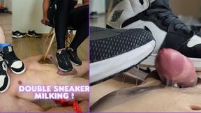 Double Sneaker Milking - Made to Surrender Under Their Dirty Soles - Lytta and Mia - FOOT DOMINATION - FEMALE DOMINATION - FEMDOM - CBT - BONDAGE - FOOTJOB - CUMSHOT - SHOEJOB - promo