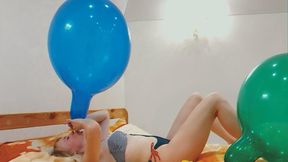 Alla destroys three 17-inch balloons with long necks!!!