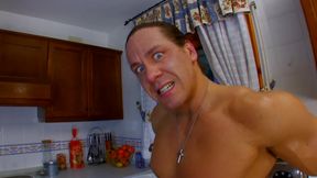 Muscled kitchen help with big cock fucked my wet pussy