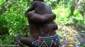 Director can't resist banging skinny tribal girls in the forest