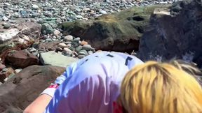 Persuaded a Straight Guy to Give a on the Beach