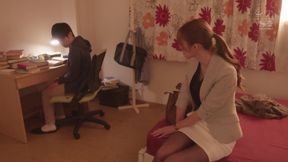 Skinny Beautiful Teacher Want to Use Her Pantyhose Legs and Feet Make You Cum Many Times. Part.1